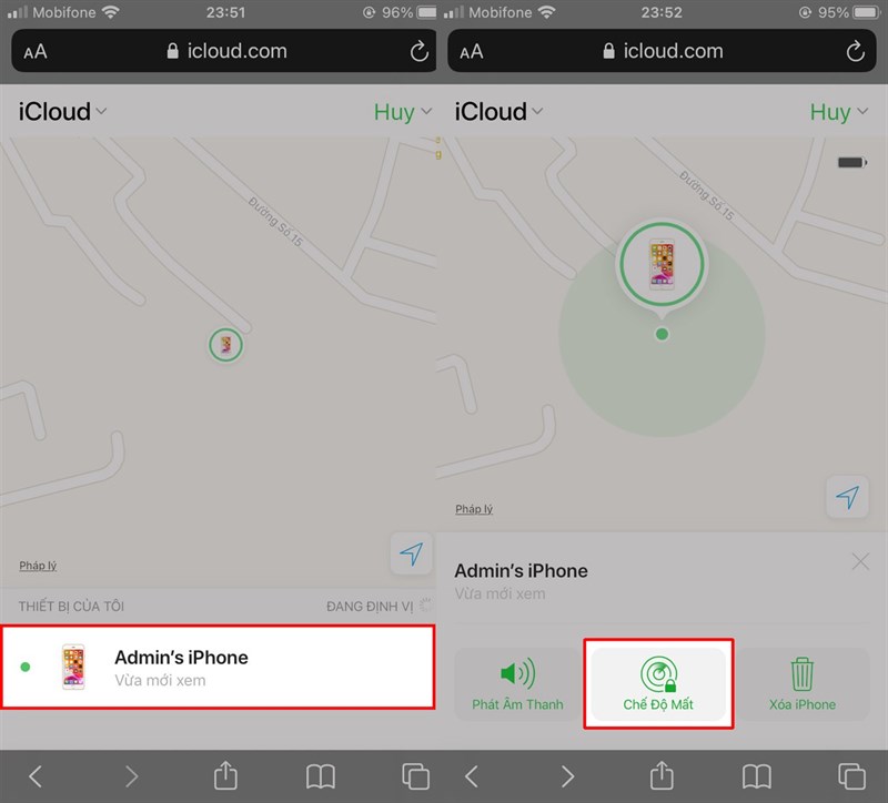 Cách khoá iCloud từ xa bước 2